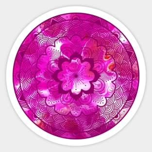 Hot Pink Paint Pour Mandala Sticker